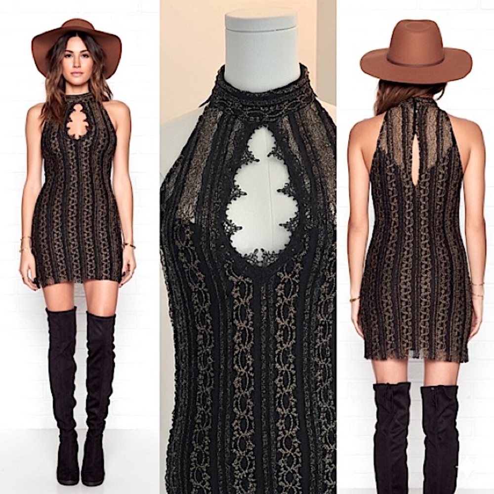 Free People Black and Gold Sleeveless Dress